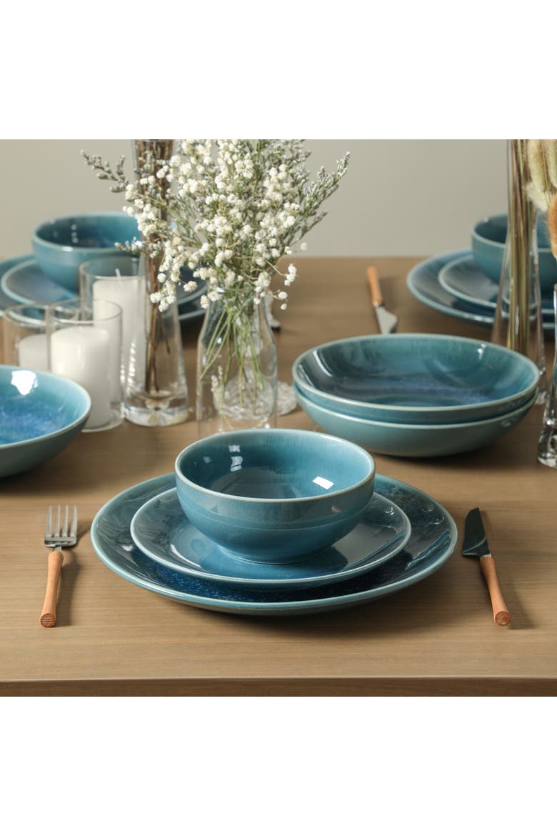 Riley 32-Piece Dinnerware Set Stoneware, Service for 8, Alternate, color, Blue