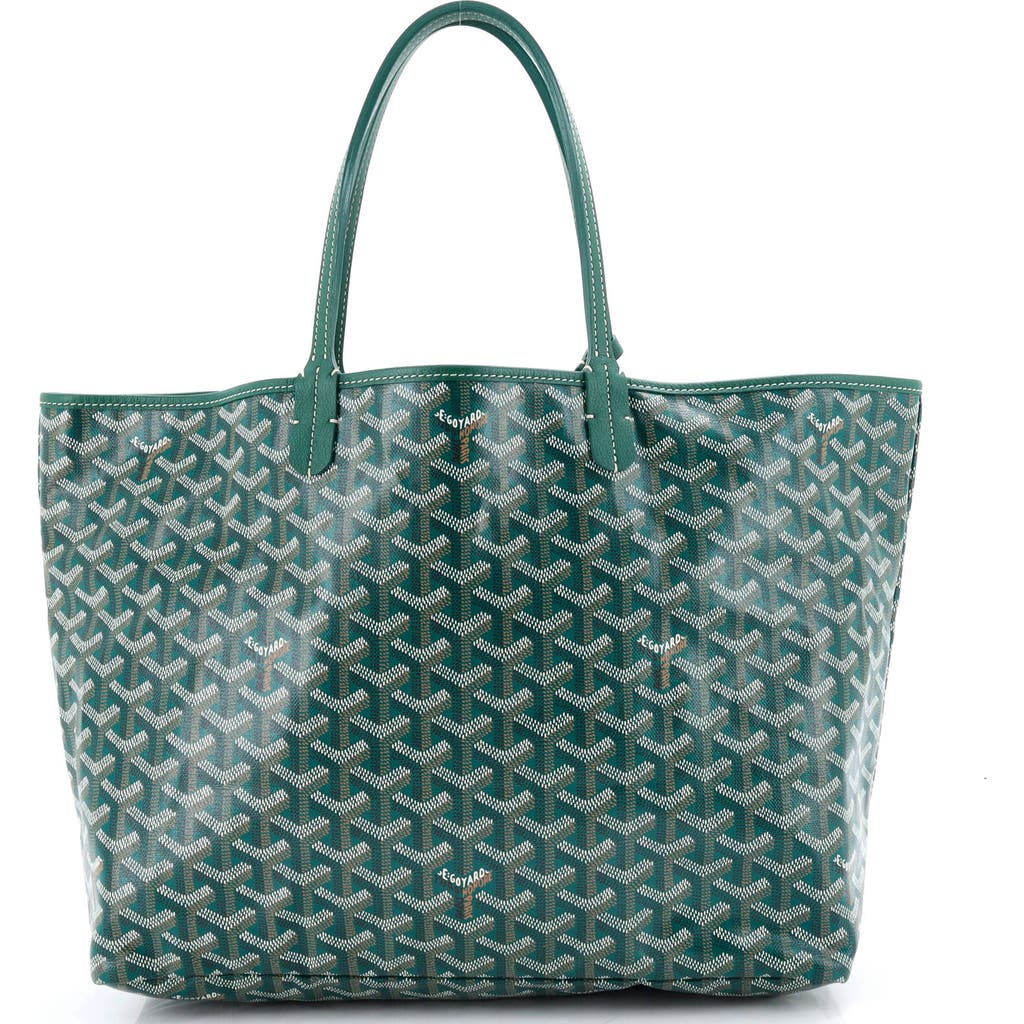 Pre-owned Goyard Goyard Saint Louis Tote Coated Canvas Pm In Green