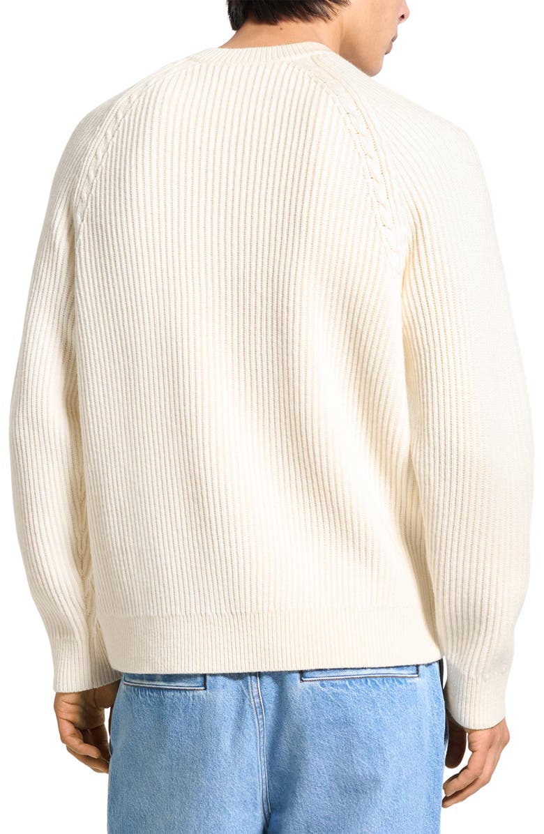 Theory Ribbed Wool & Cashmere Crewneck Sweater, Alternate, color, Winter Ivory