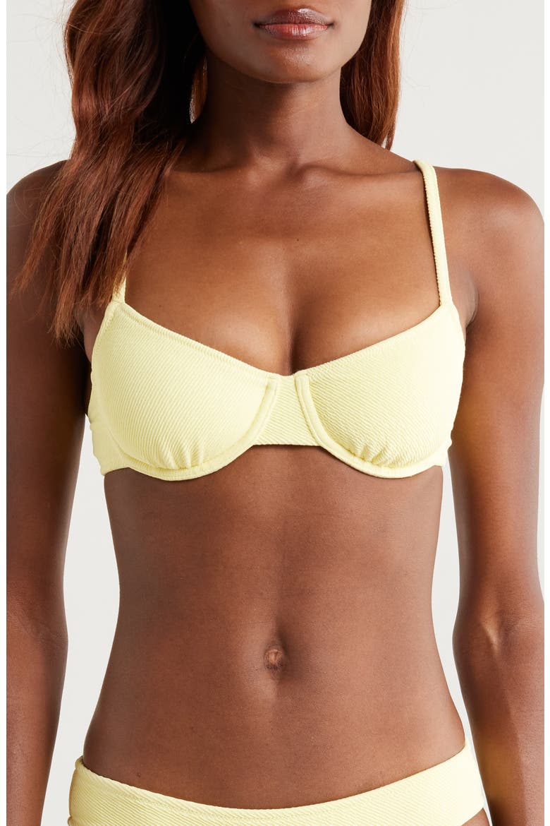The Eva Rib Underwire Bikini Top, Main, color, CUSTARD