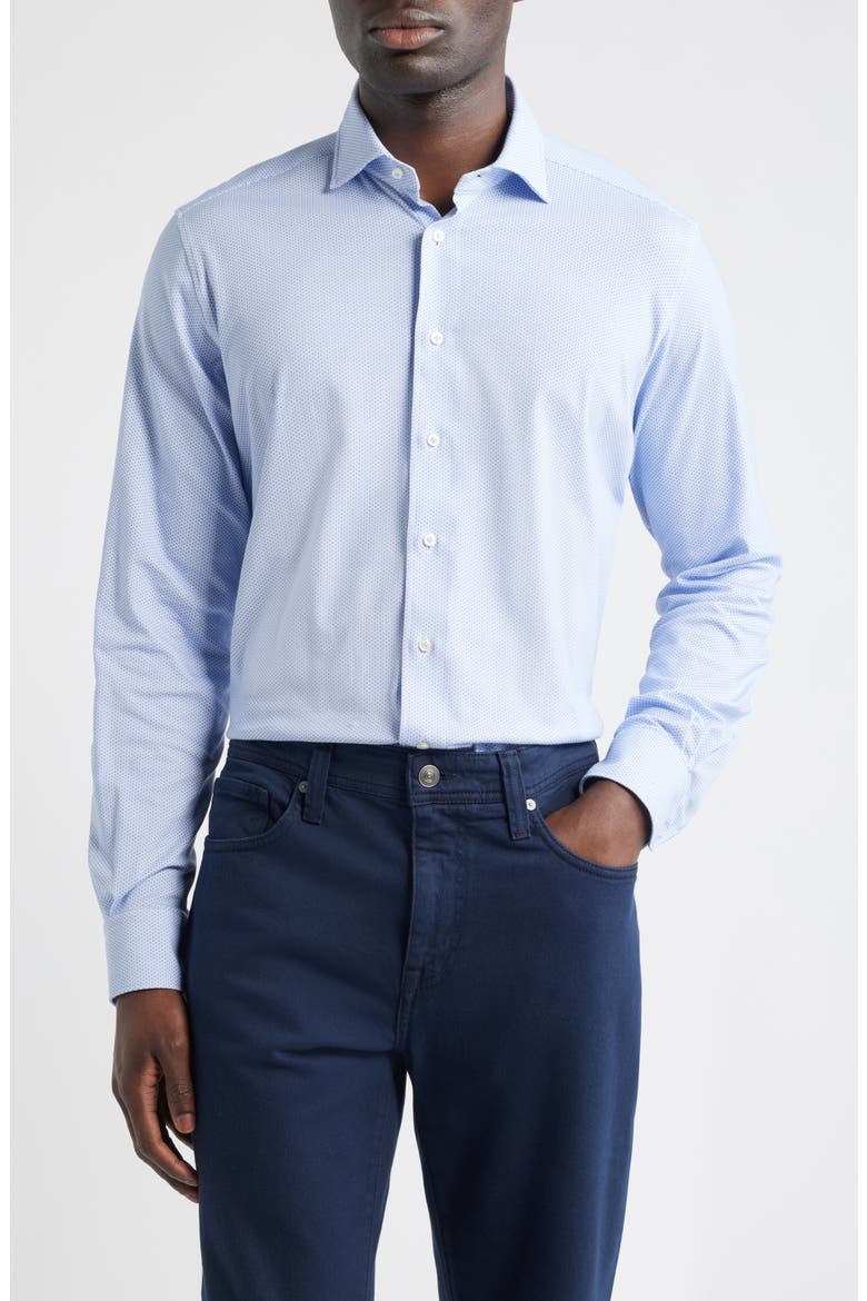 4Flex Stretch Modern Fit Microprint Knit Dress Shirt, Main, color, LIGHT PASTEL BLUE