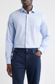 Emanuel Berg 4Flex Stretch Modern Fit Microprint Knit Dress Shirt