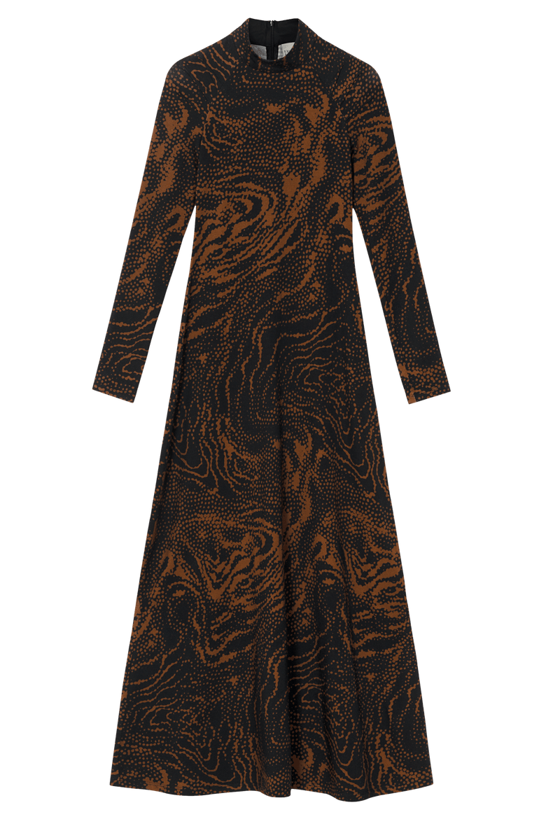 Speculus Turtleneck Jersey Maxi Dress, Main, color, Zora Black