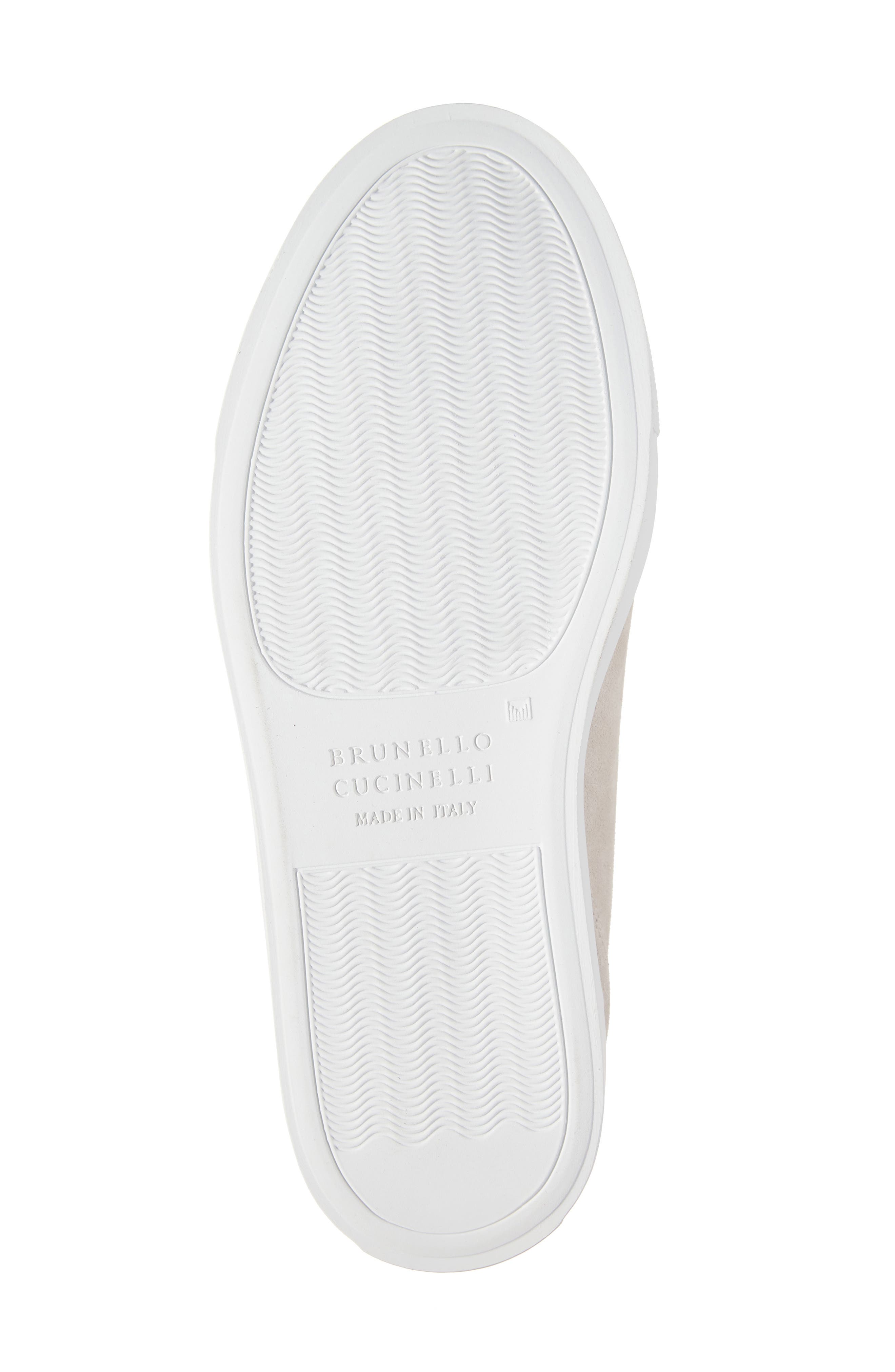 Brunello Cucinelli Monili Detail Genuine Shearling Lined Suede Sneaker, Alternate, color, C9593 Quarzo