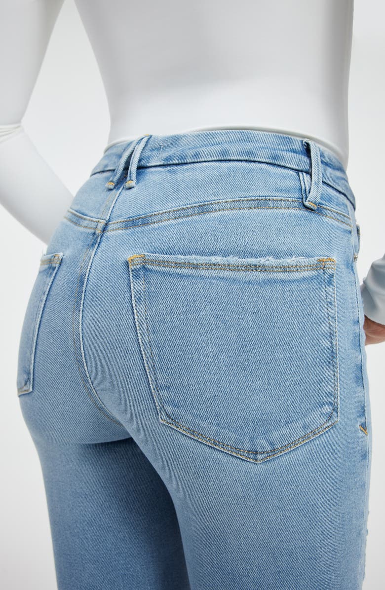 Good American Good Legs Ripped Raw Hem Skinny Jeans, Alternate, color, 