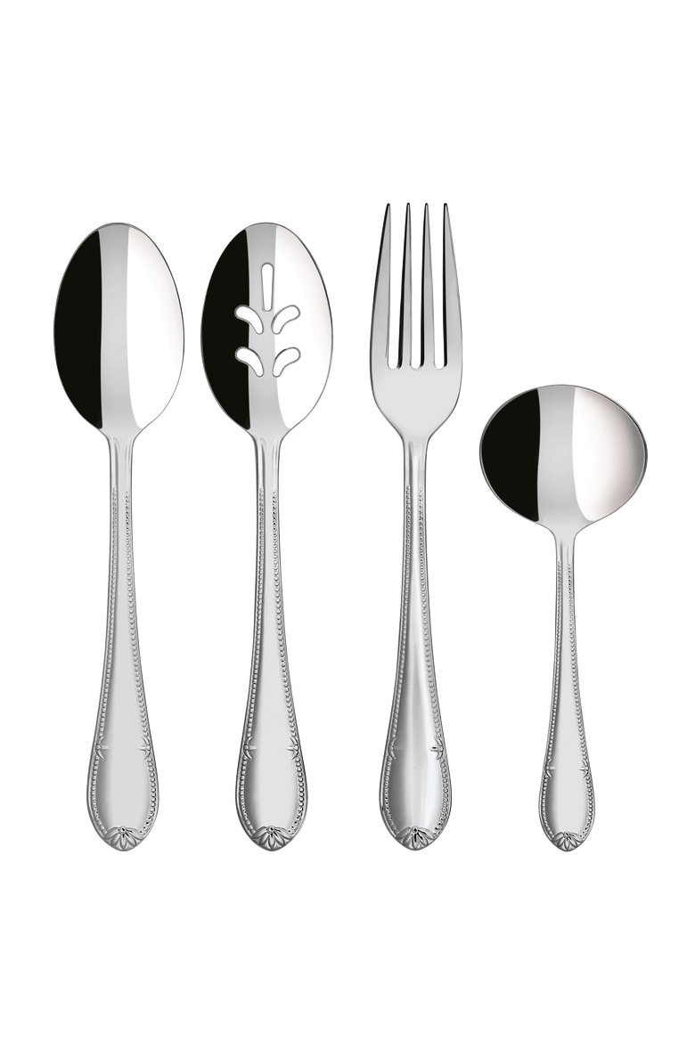Mademoiselle 4-Piece Flatware Serving Set, Main, color, silver/platinum