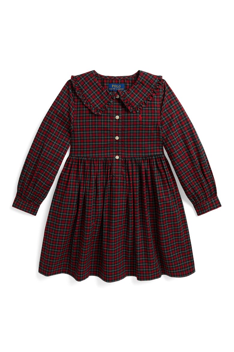 Kids' Plaid Cotton Poplin Shirtdress, Main, color, MULTI