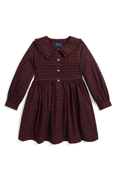 Kids' Plaid Cotton Poplin Shirtdress