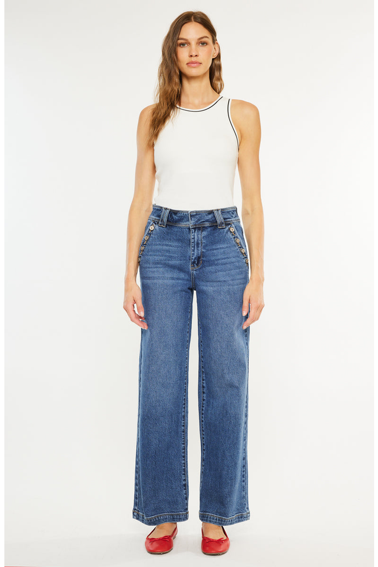 Westwood Ultra High Rise Wide Leg Jeans, Main, color, Dark Wash