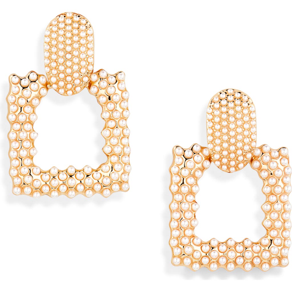 Tasha Faux Pearl Door Knocker Earrings