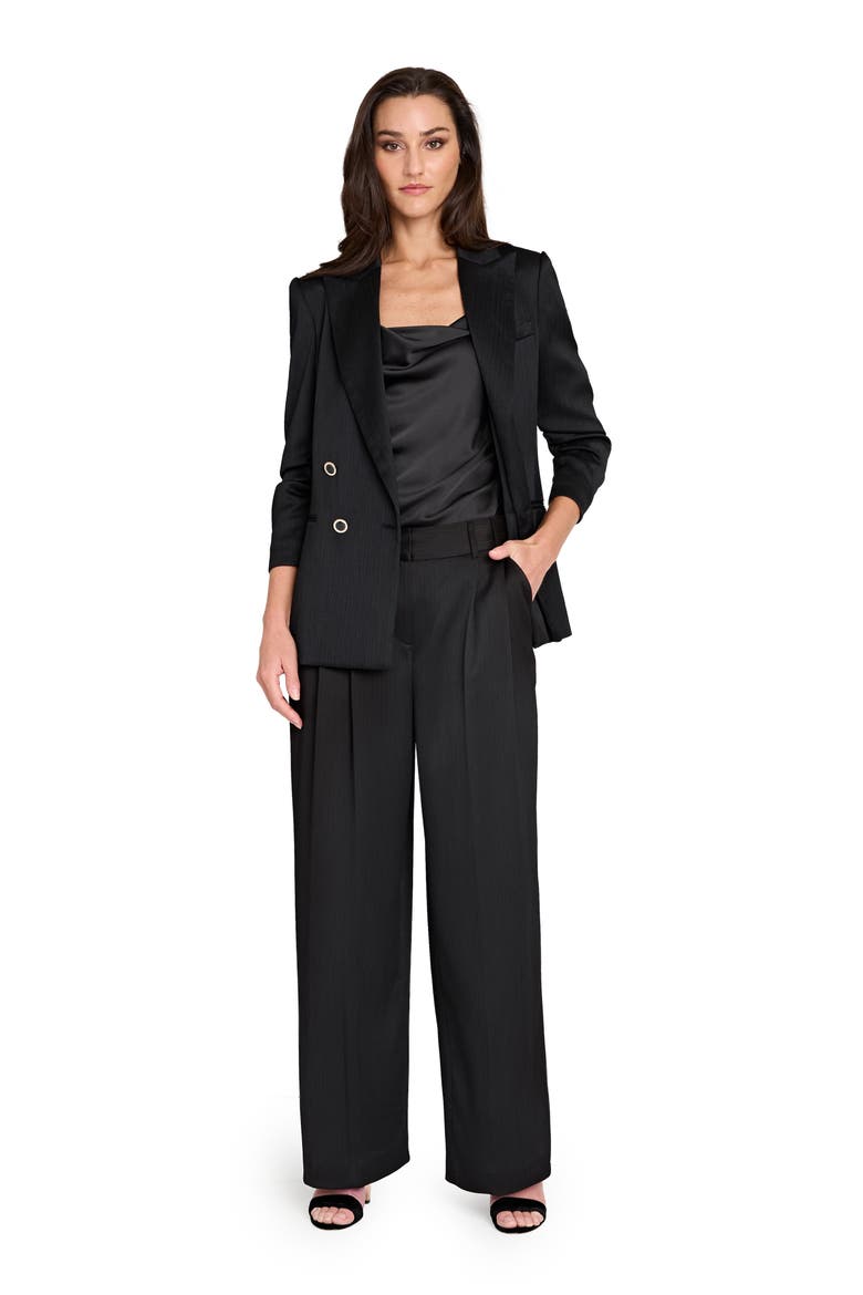 Crinkled Satin Wide Leg Pants, Alternate, color, BLACK