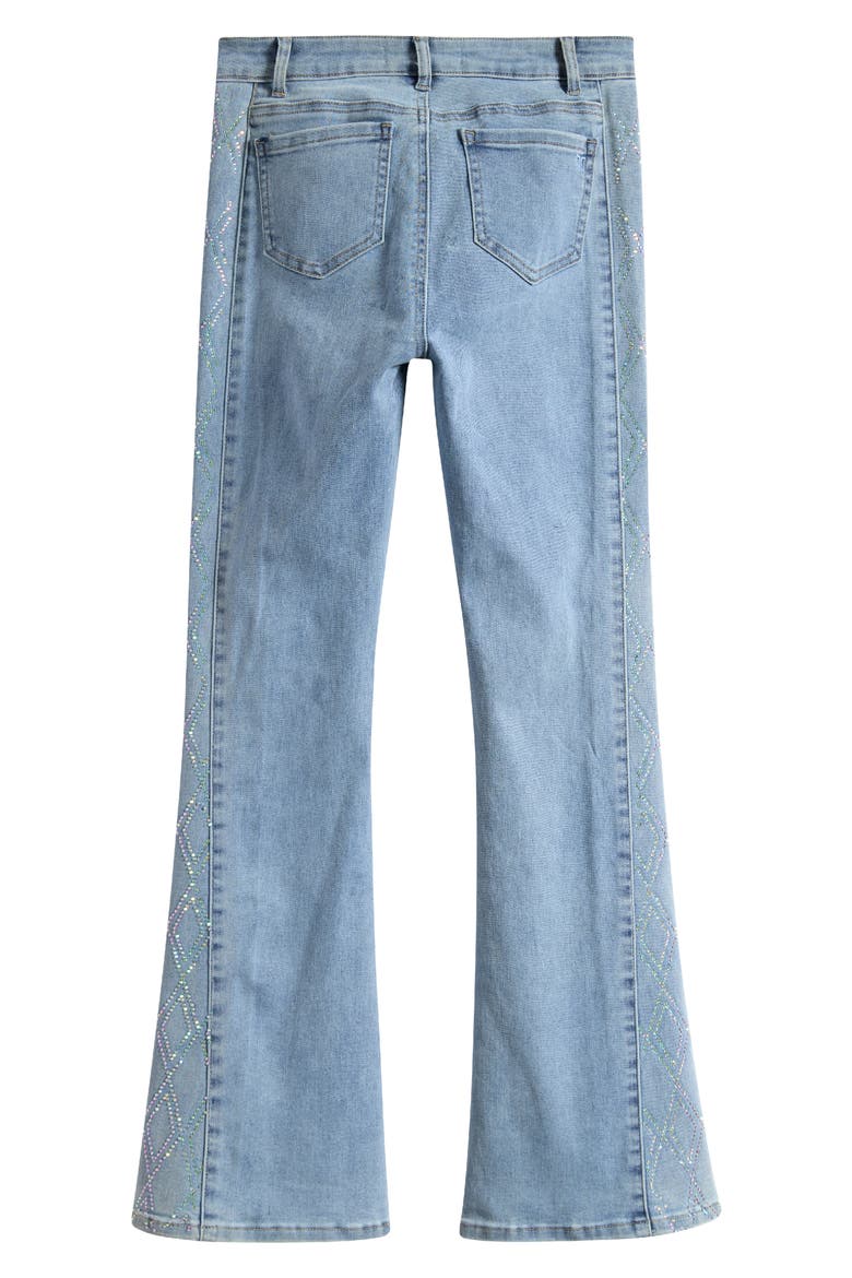 Kids' Rhinestone Side Panel Flare Jeans, Alternate, color, LIGHT INDIGO