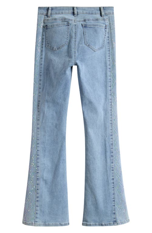 Tractr Kids' Rhinestone Side Panel Flare Jeans In Blue