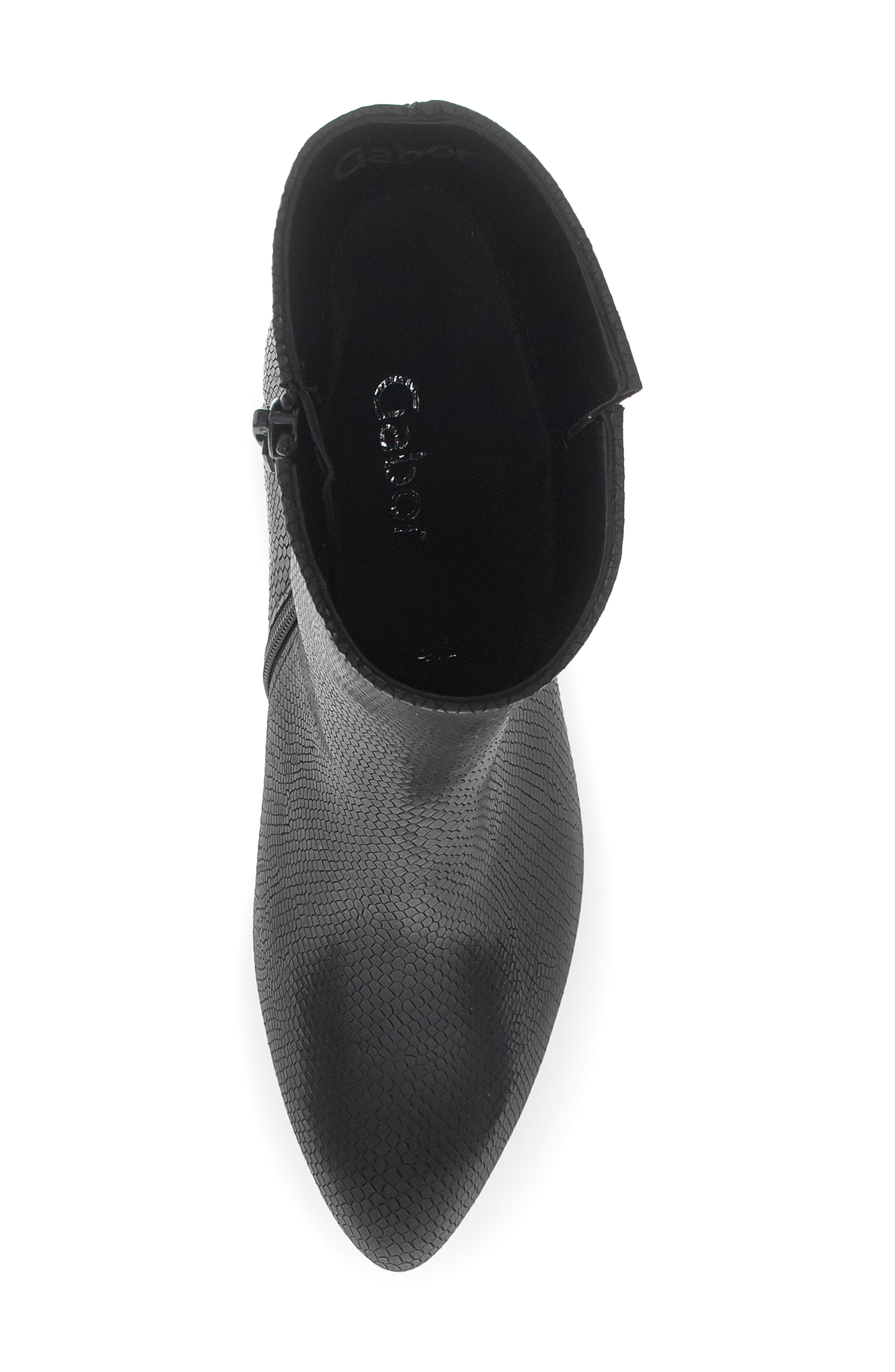 Gabor Snakeskin Embossed Bootie, Alternate, color, Black