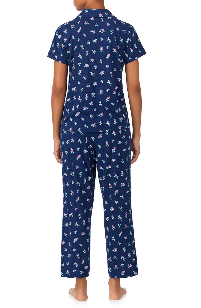 Lauren Ralph Lauren Notch Collar Long Pajamas, Alternate, color, Navy Print