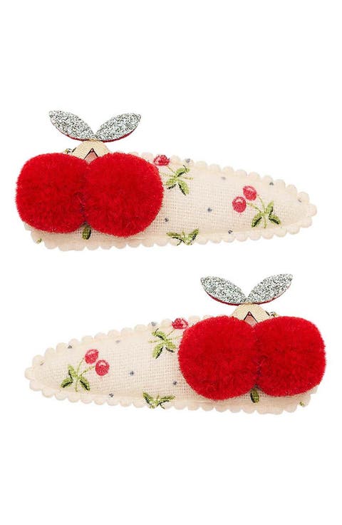 Kids' 2-Pack Pompom Cherry Hair Clips