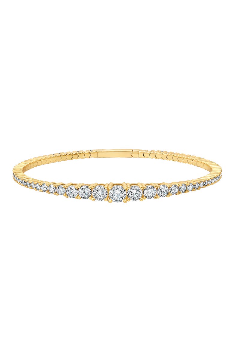 Graduated Round Cubic Zirconia Flex Bracelet, Main, color, 18KYG/ CLEAR STONE