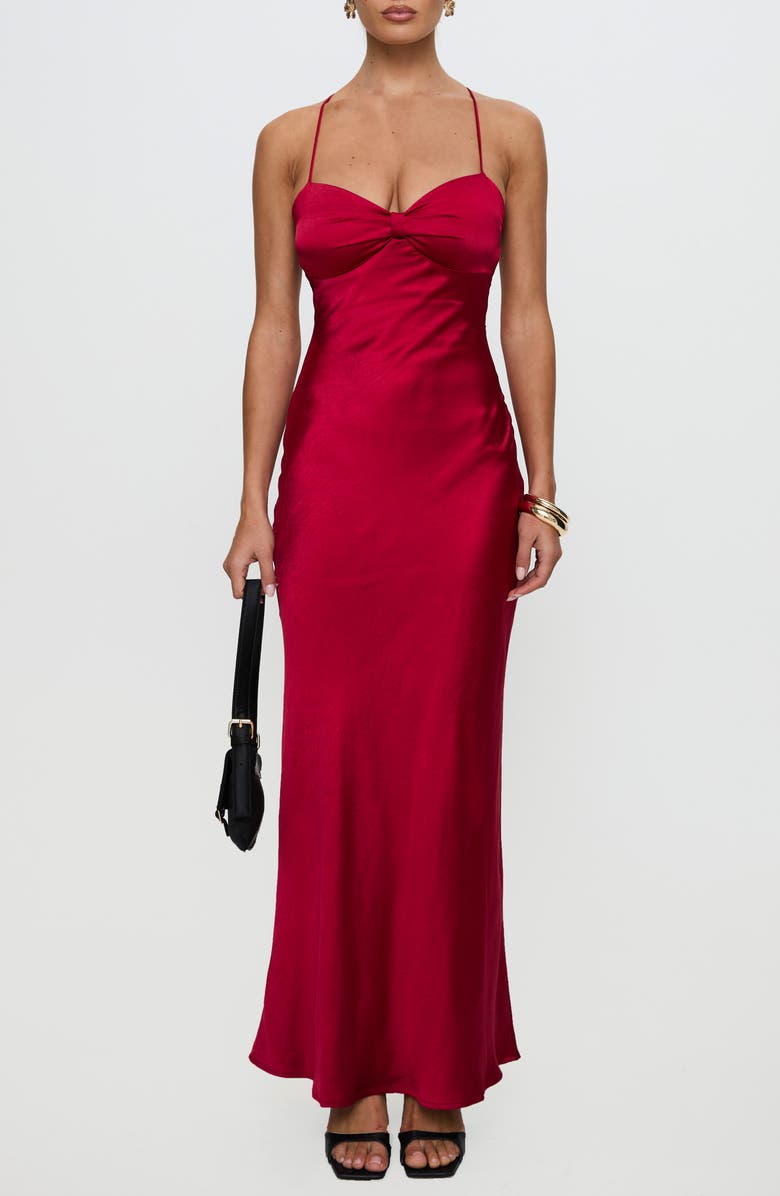 Princess Polly Kristelle Strappy Back Satin Maxi Dress, Main, color, 