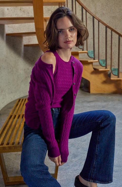 Cashmere Mini Cable Cardigan