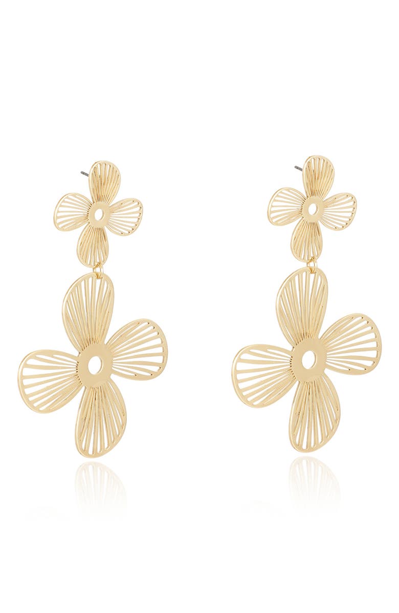 Ettika Floral Statement Drop Earrings, Alternate, color, Gold