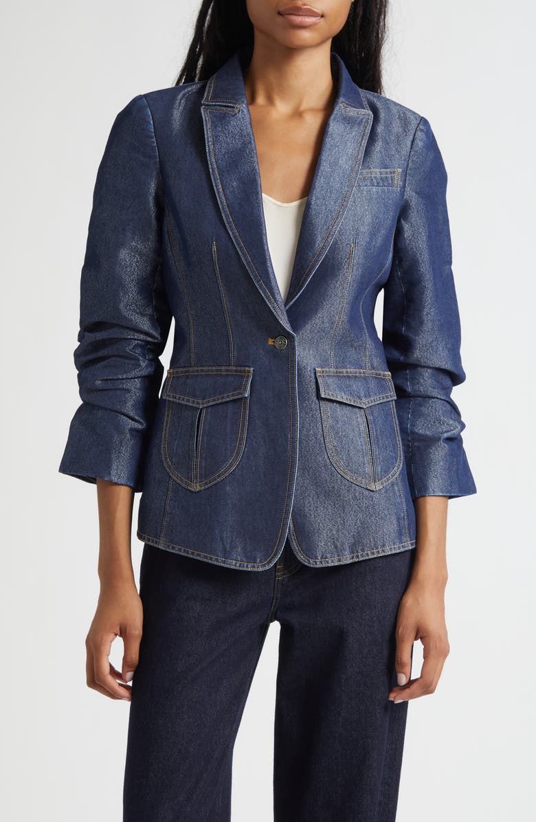 Cinq à Sept Louisa Denim Blazer, Main, color, Minuit