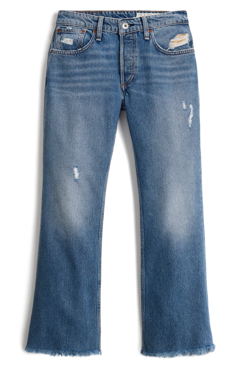 rag & bone Rosa Distressed High Waist Ankle Flare Jeans, Main, color, 