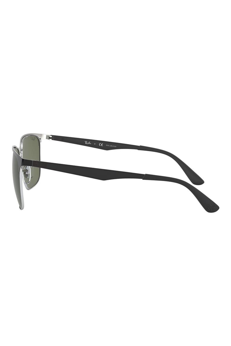 59mm Square Sunglasses, Alternate, color, SILVER/SHINY BLACK/DARK GREEN