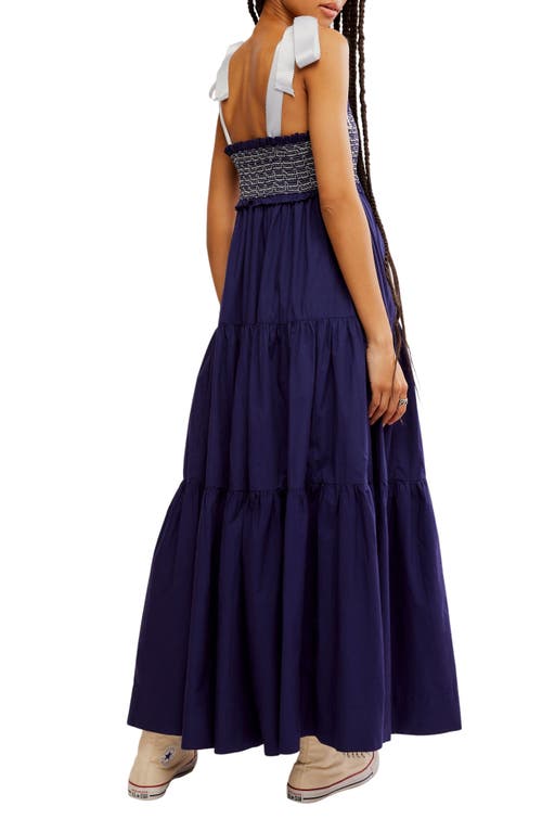Free People Bluebell Smocked Bodice Tiered Maxi Sundress In Eclipse