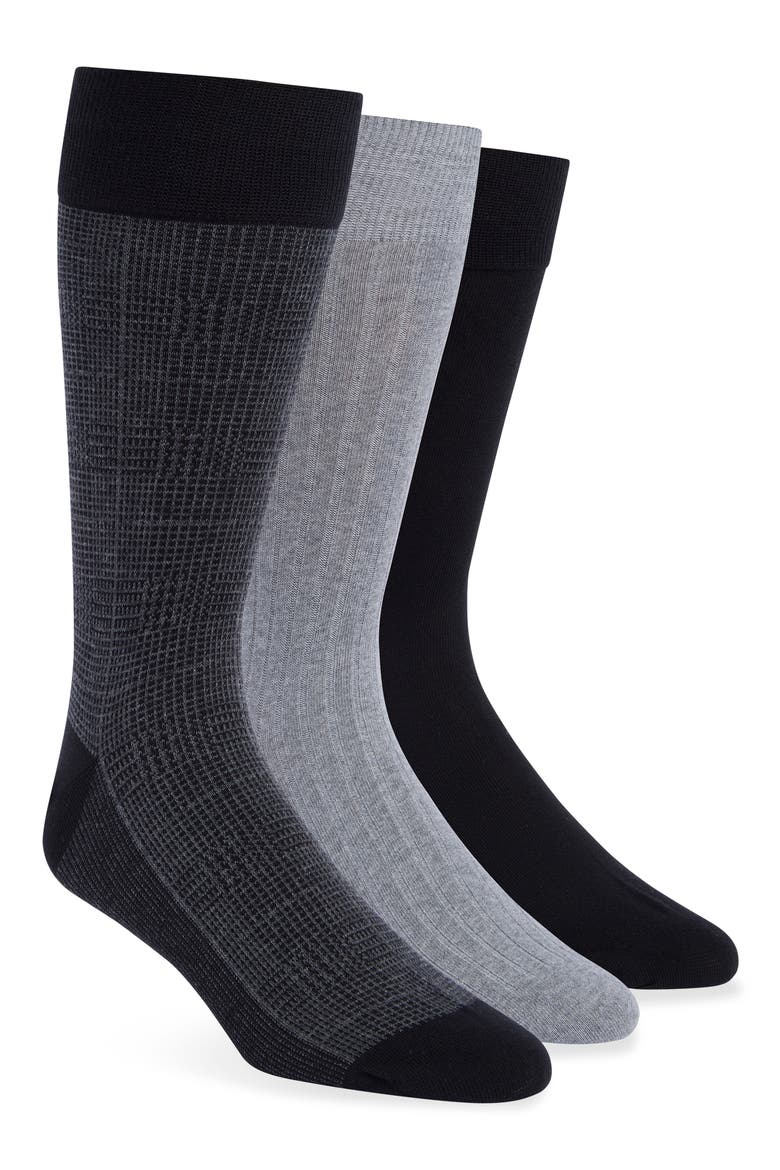 3-Pack Dress Socks, Main, color, BLACK