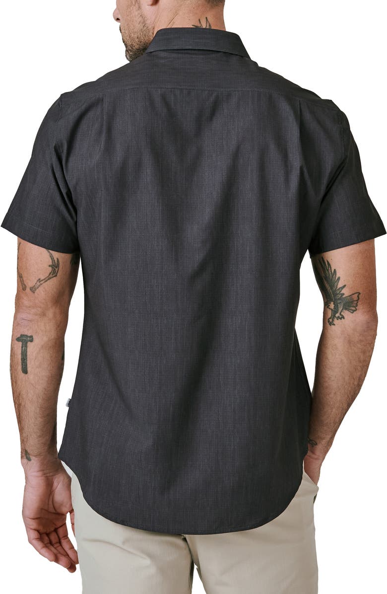 7 Diamonds Pisco Micropattern Performance Short Sleeve Button-Up Shirt, Alternate, color,