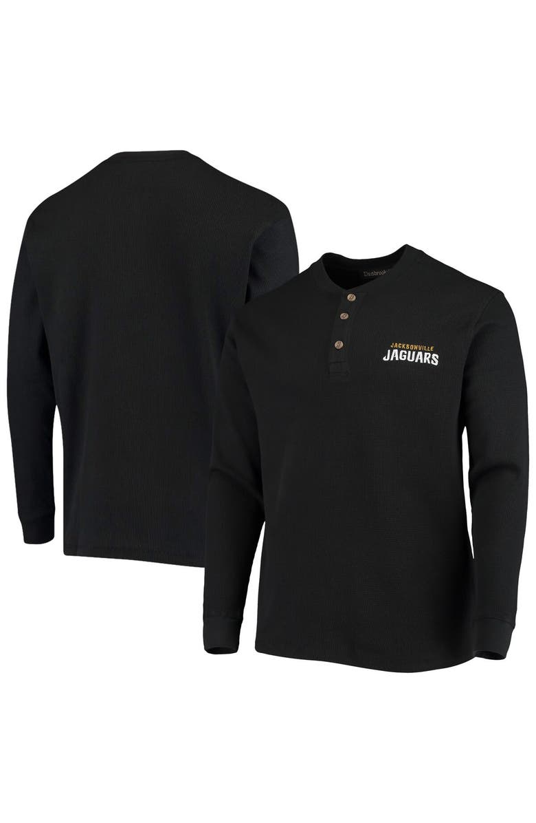 DUNBROOKE Men's Dunbrooke Black Jacksonville Jaguars Logo Maverick Thermal Henley Long Sleeve T-Shirt, Main, color, Black