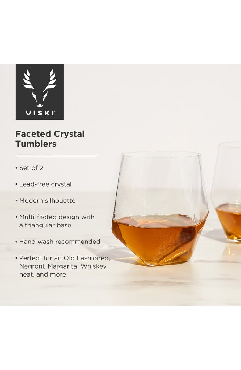 Viski Seneca Crystal Faceted Tumblers Set of 2, Alternate, color, Clear