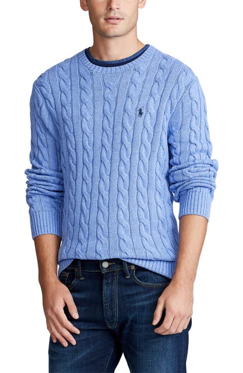 Cable Knit Cotton Crewneck Sweater