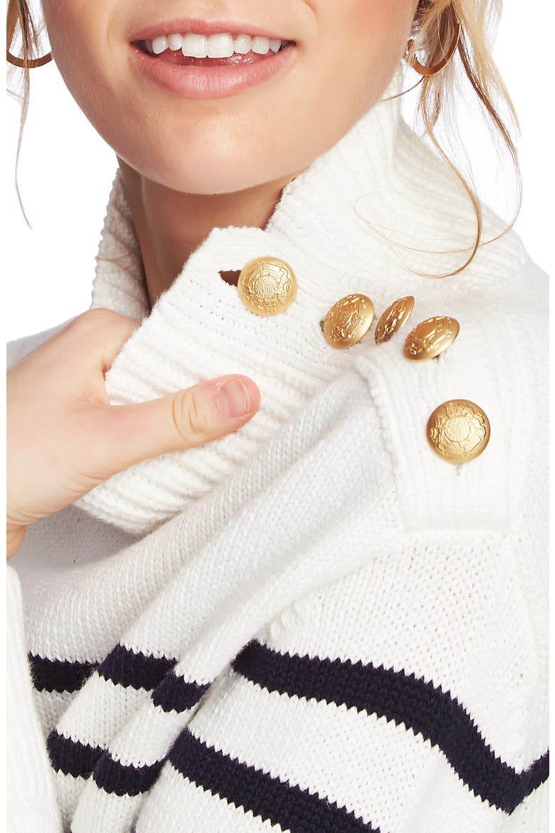 Stripe Mock Neck Sweater, Alternate, color, ANTIQUE WHITE