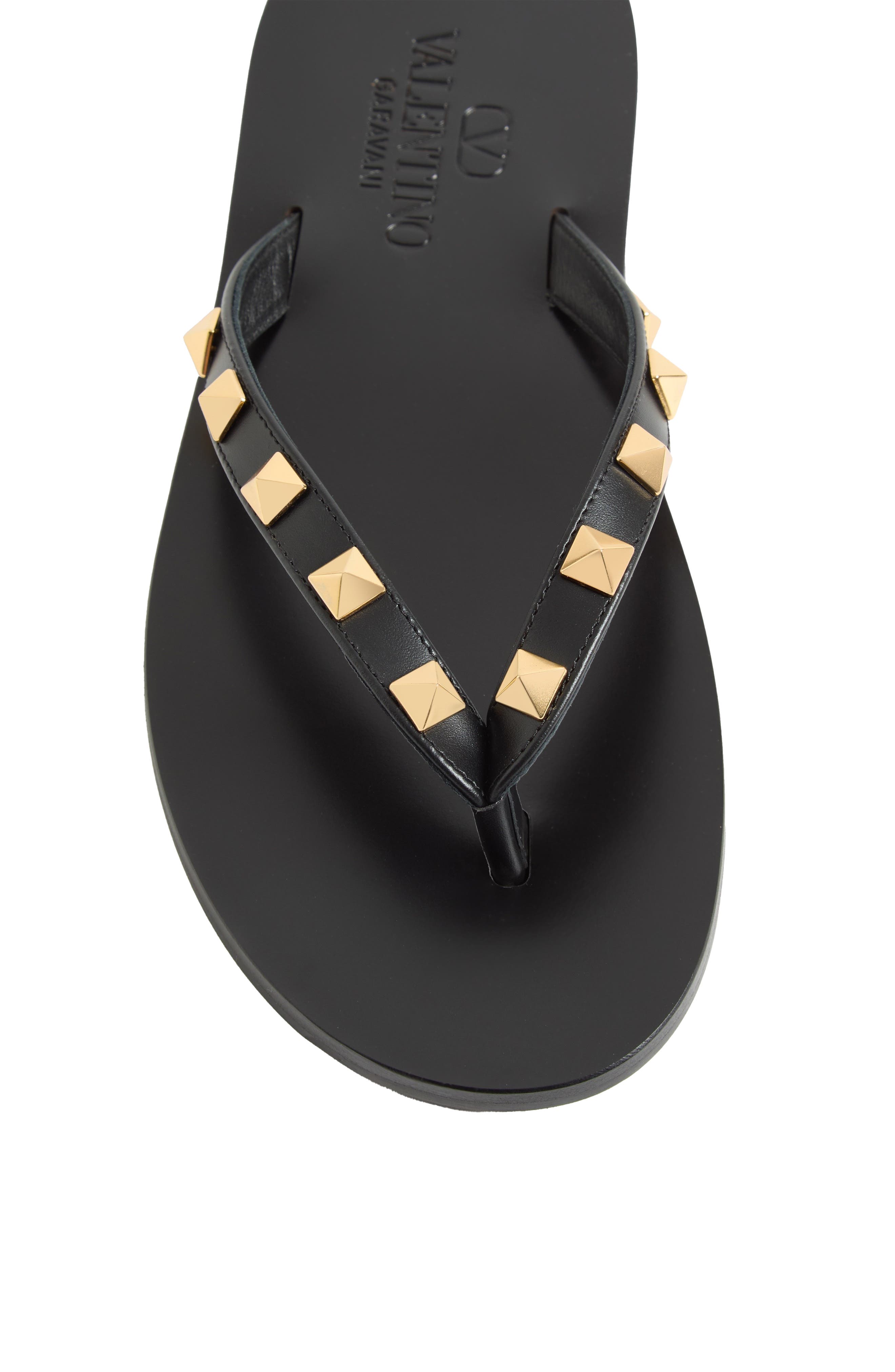 Valentino Rockstud Flip Flop, Alternate, color, Black