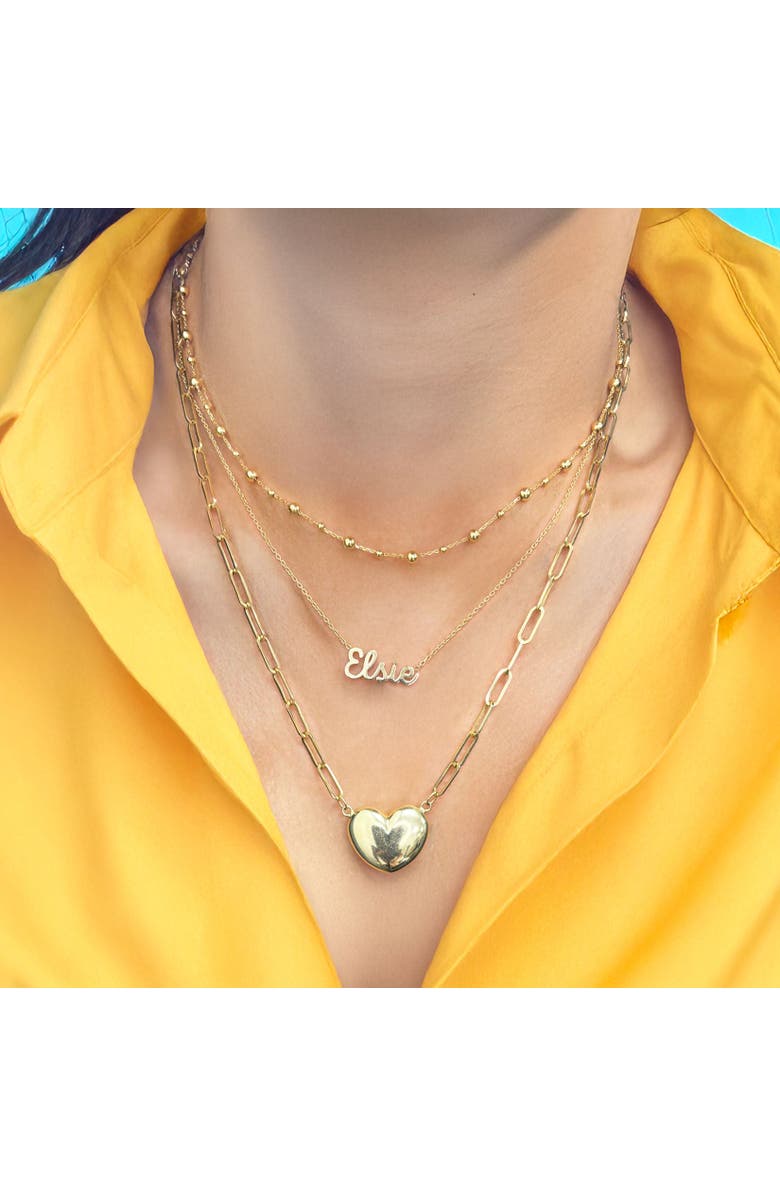 The Lovery Fine Jewelry Puffy Gold Paperclip Heart Necklace, Alternate, color,