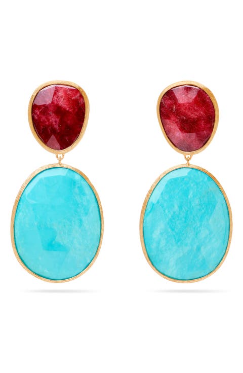 Lunaria Thulite & Turquoise Drop Earrings