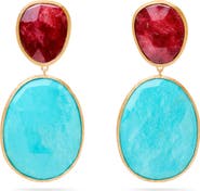 Marco Bicego Lunaria Thulite & Turquoise Drop Earrings