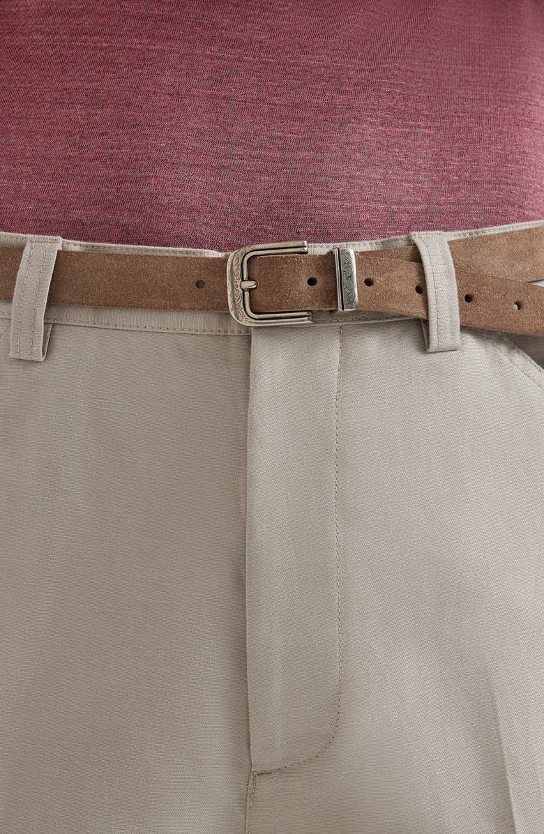 Brunello Cucinelli Reversed leather belt, Alternate, color, Light Brown