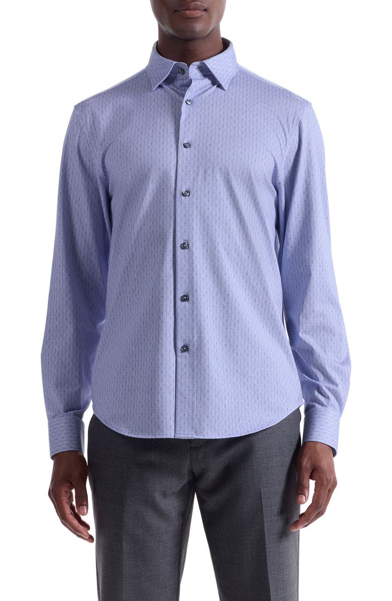 Bugatchi Jules OoohCotton<sup>®</sup> Floral Check Print Button-Down Shirt, Main, color, Lilac