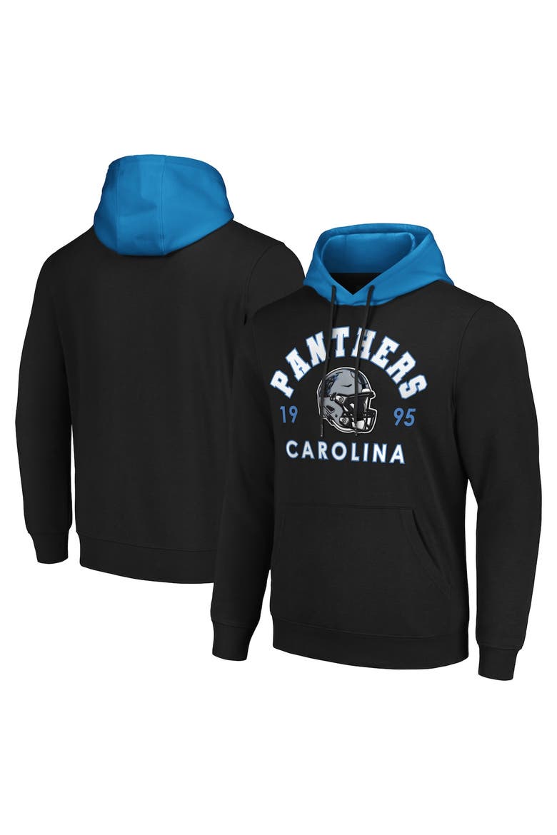 Men's G-III Sports by Carl Banks Black Carolina Panthers Colorblock Pullover Hoodie, Main, color, Black