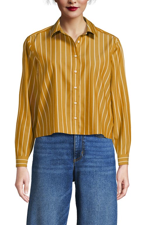 Lands' End No Iron Boxy Cropped Shirt In Yellow