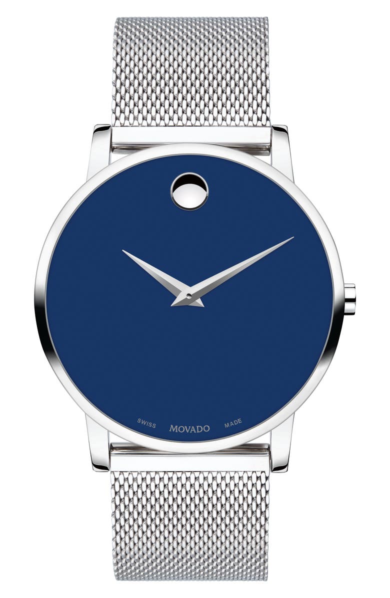 Movado Museum Mesh Bracelet Watch, 40mm, Main, color, 