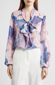 Tahari ASL Bow Neck Top