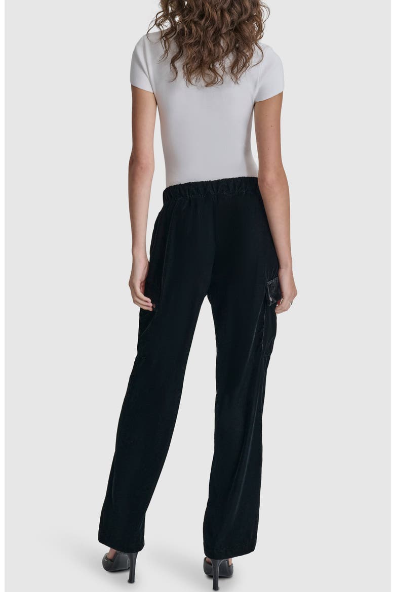 Velvet Cargo Pants, Alternate, color, BLACK