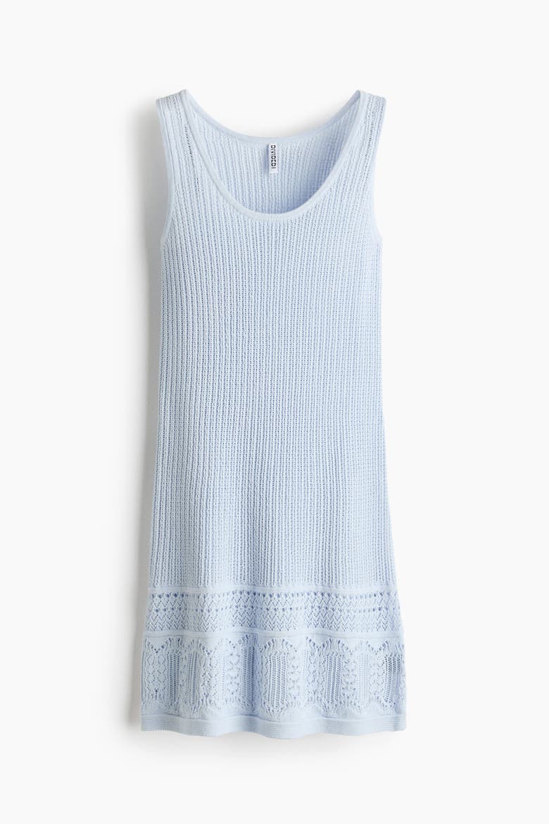 Pointelle-detail Dress, Alternate, color, Light blue