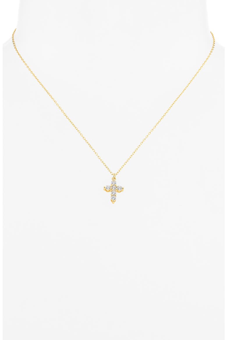 Cubic Zirconia Cross Pendant Necklace, Alternate, color, GOLD