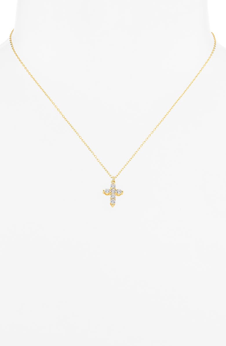 ARGENTO VIVO Cubic Zirconia Cross Pendant Necklace, Alternate, color, Gold