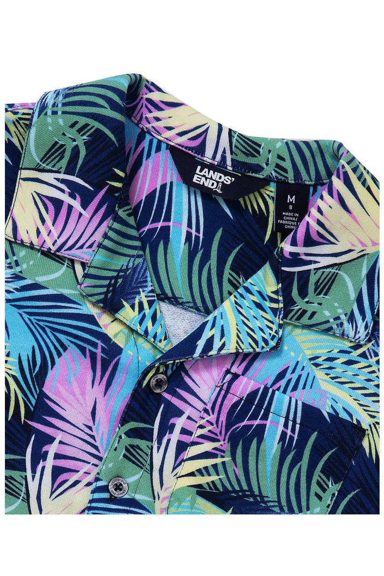 Boys Short Sleeve Slub Camp Shirt, Alternate, color, Palm/Sunny Lime
