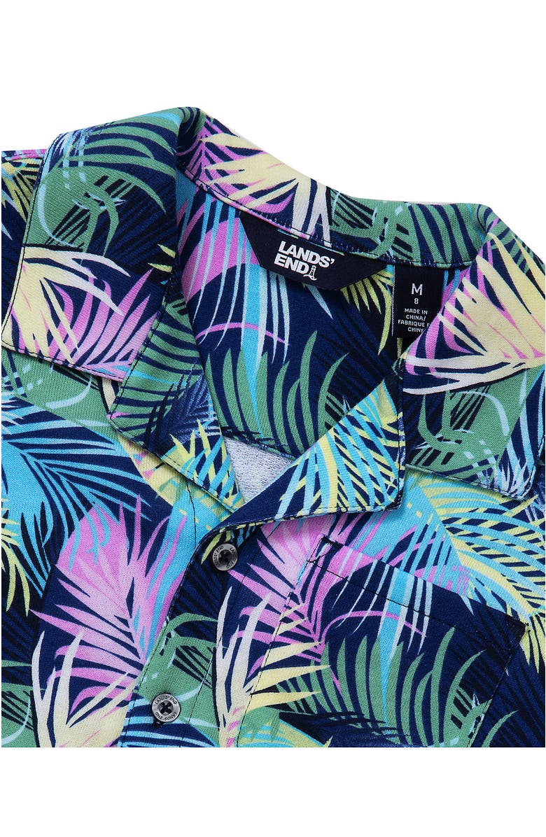 Lands' End Boys Short Sleeve Slub Camp Shirt, Alternate, color, Palm/Sunny Lime